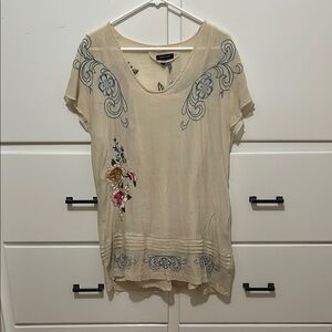 Cream and Blue Floral Dress